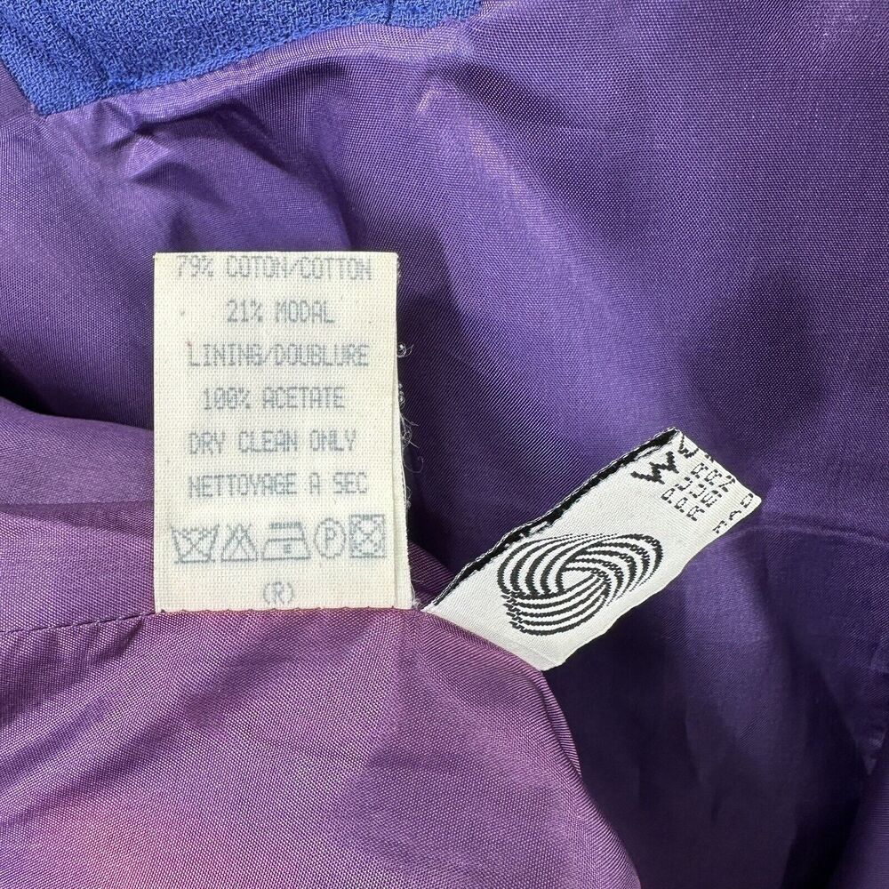 Vintage CELINE PARIS Wool Velvet Collar Cuffs Dress Purple Long Sleeves Sz 38 - Picture 16 of 16
